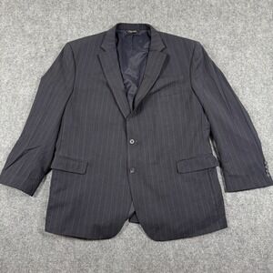 Jos. A Bank Traveler Collection 50R Black Pinstripe Wool Two Button Blazer Men's